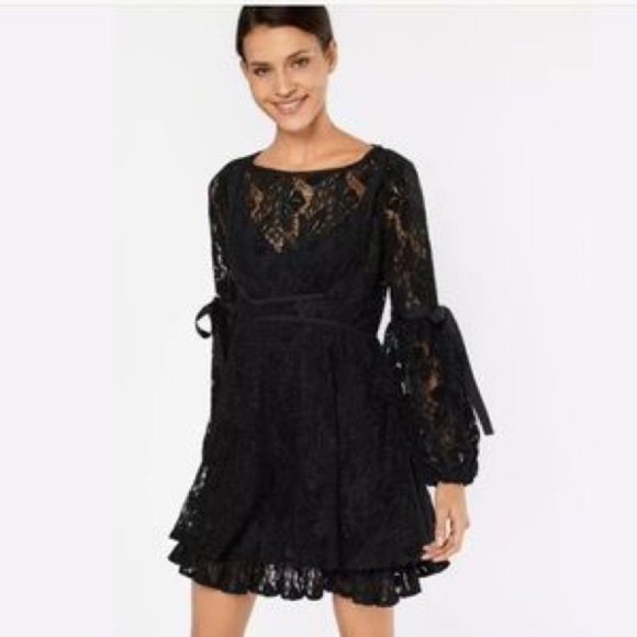 Free People Dresses & Skirts - Free People Black Lace Ruby Mini Dress M